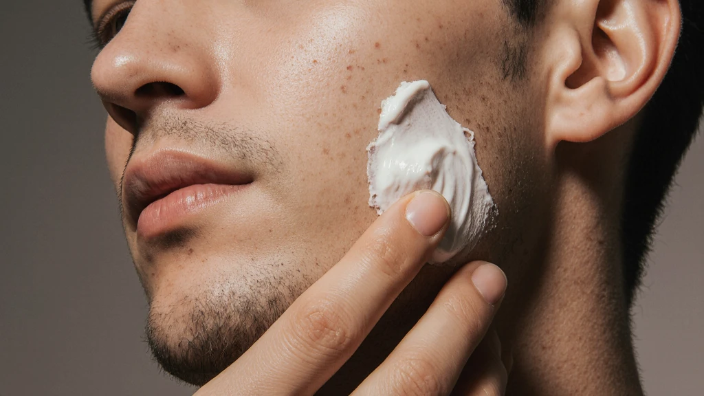 Un homme qui se met de la crème sur le visage