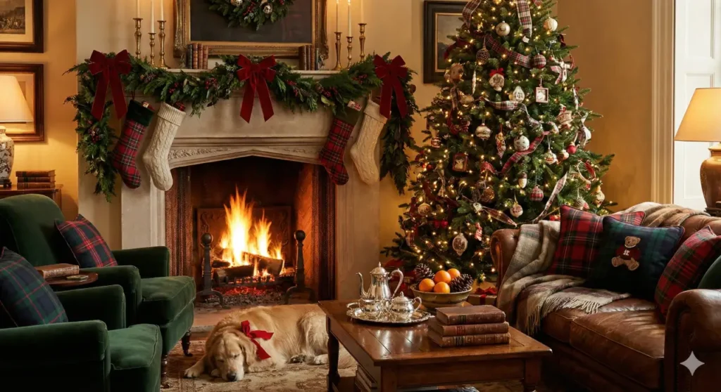 salon de noel avec sapin ralph lauren