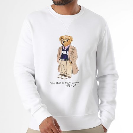 Pull Polo Bear marque Ralph Lauren blanc