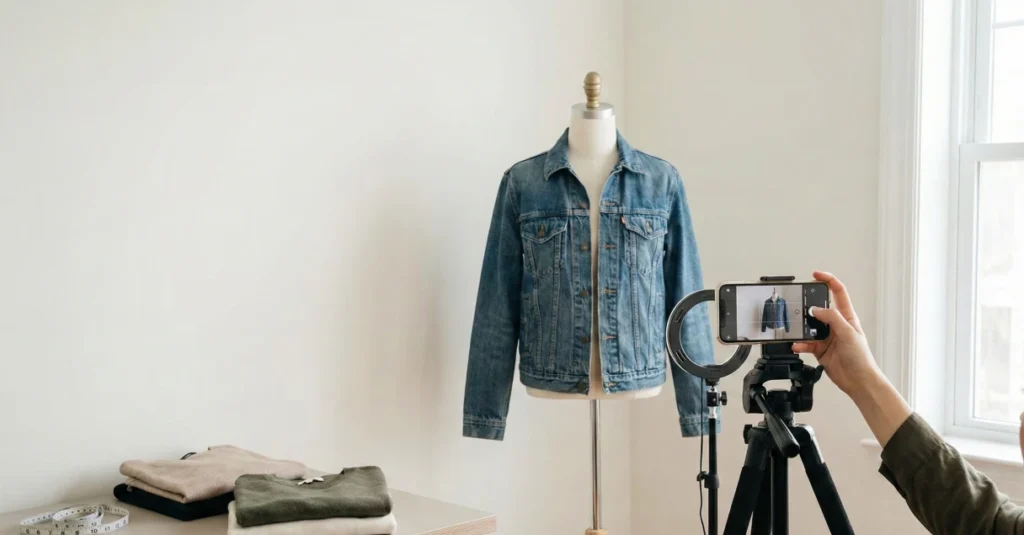 Personne qui prend en photo des vêtements